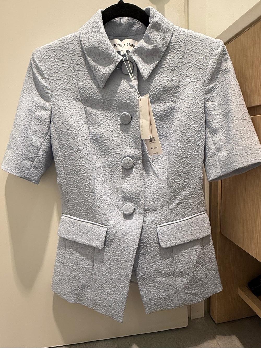 Veronica Beard Pale Blue Bodie Jacquard Jacket - Picture 5 of 8
